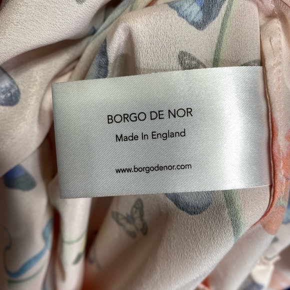 Borgo de Nor Luna Asymmetrical Printed Crepe de Chine Midi Dress in Light Pink - Picture 10 of 11